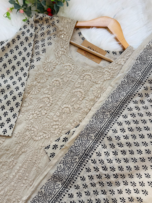 ✨ Pure Cotton Embroidered Kurti Set ✨