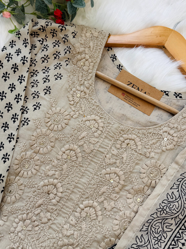✨ Pure Cotton Embroidered Kurti Set ✨
