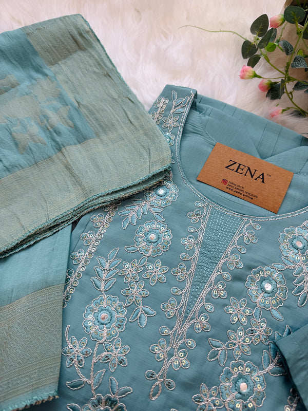 ✨ Roman Silk Embroidered Kurti Set ✨