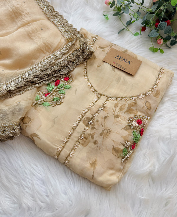 ✨ Pure Crepe Unstitched Suit with Chiffon Dupatta ✨
