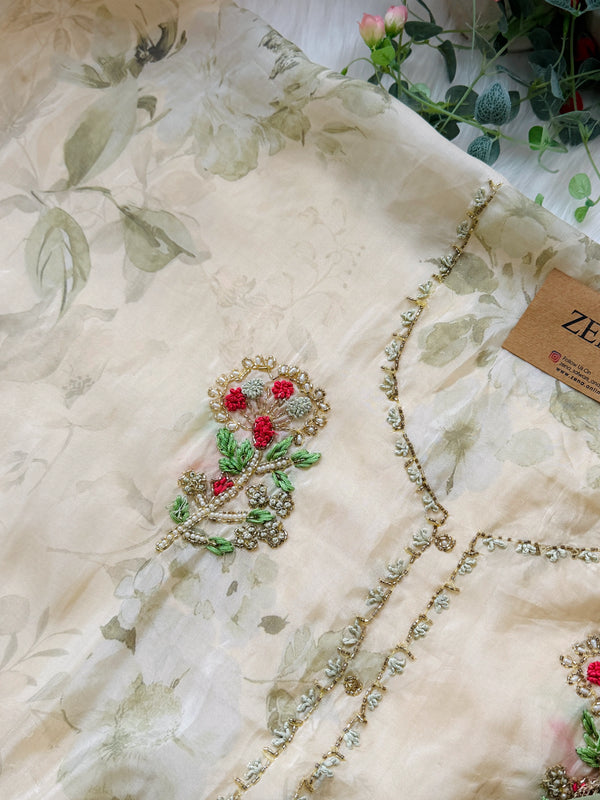 ✨ Pure Crepe Unstitched Suit with Chiffon Dupatta ✨