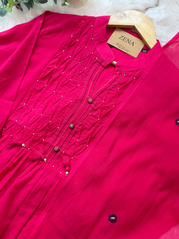 ✨ Pure Cotton Hand Detailed Anarkali Set ✨