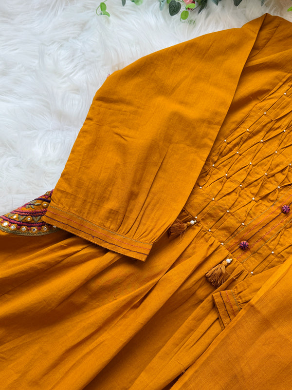 ✨ Pure Cotton Hand Detailed Anarkali Set ✨
