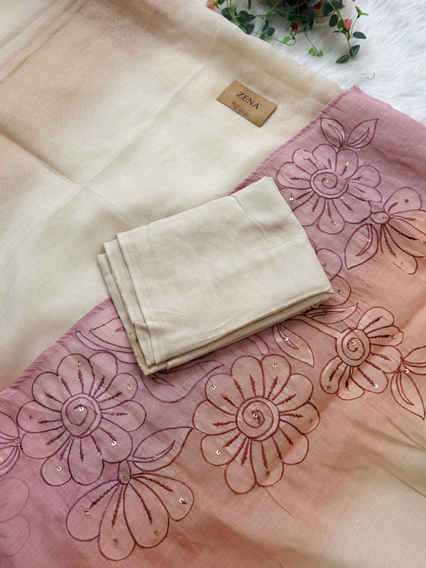 ✨ Mul Chanderi Hand Detailed Unstitched Suit ✨