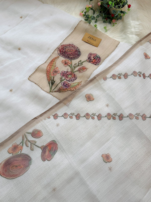 ✨ Kota Doria Hand Detailed Unstitched Suit ✨