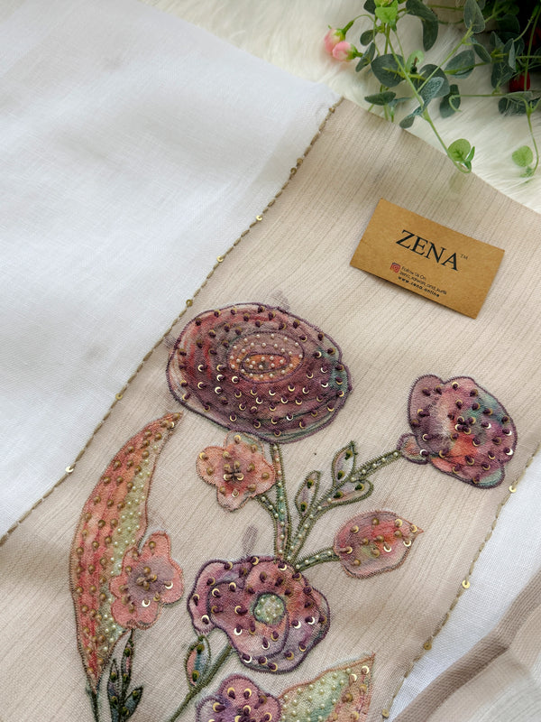 ✨ Kota Doria Hand Detailed Unstitched Suit ✨