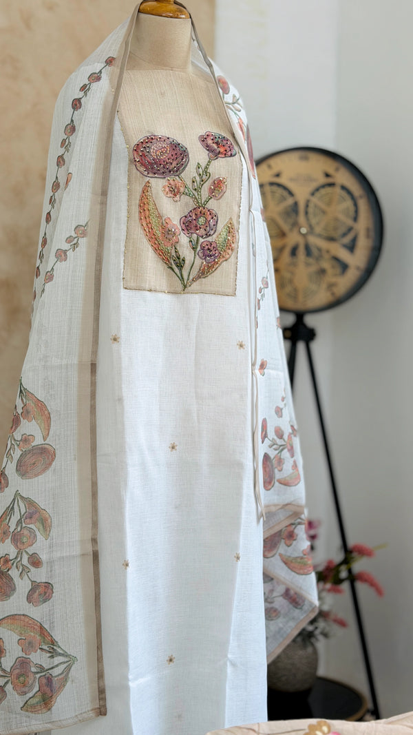 ✨ Kota Doria Hand Detailed Unstitched Suit ✨