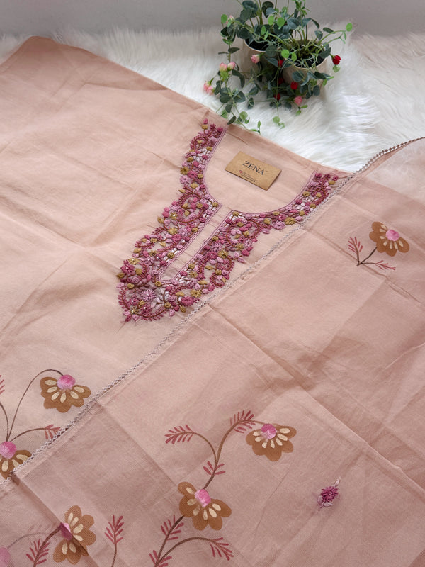 ✨ Kota Doria Hand Detailed Unstitched Suit ✨