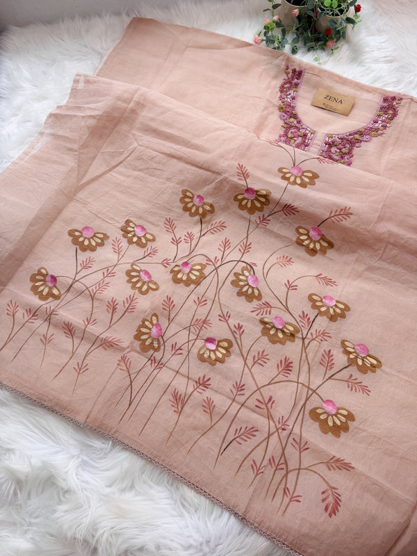 ✨ Kota Doria Hand Detailed Unstitched Suit ✨
