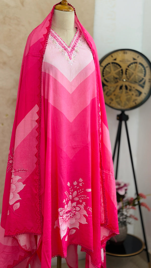 ✨ Pure Muslin Hand Detailed Semi-Stitched Suit ✨