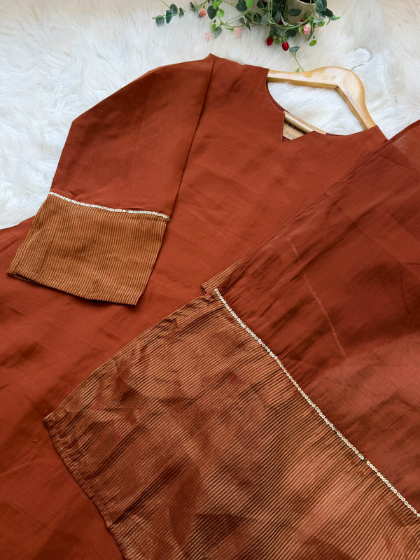 ✨ Glass Chanderi A-Line Kurti Set ✨