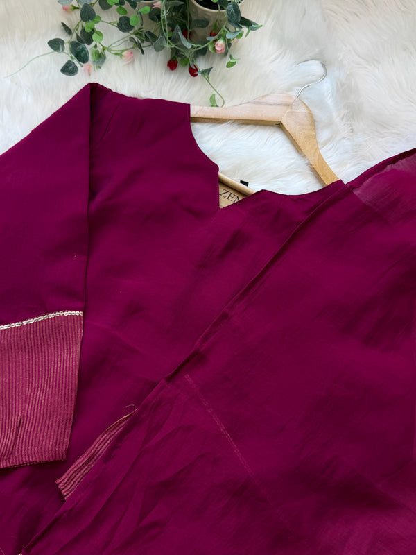 ✨ Glass Chanderi A-Line Kurti Set ✨