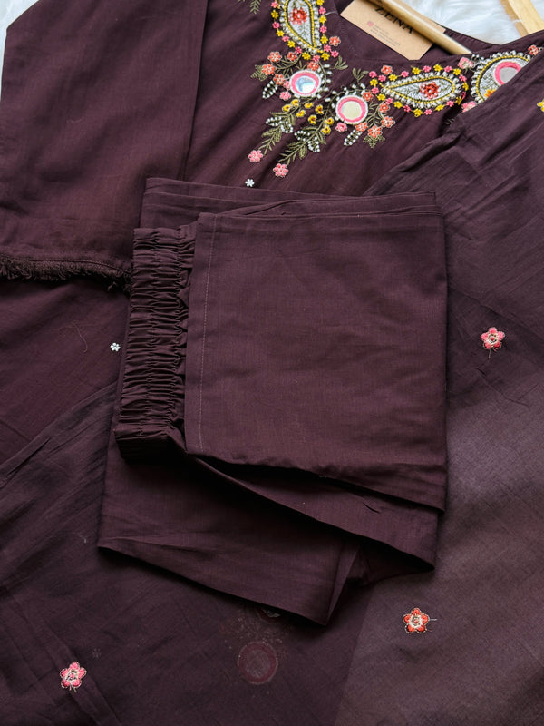 ✨ Pure Cotton Embroidered Mirror Work Kurti Set ✨
