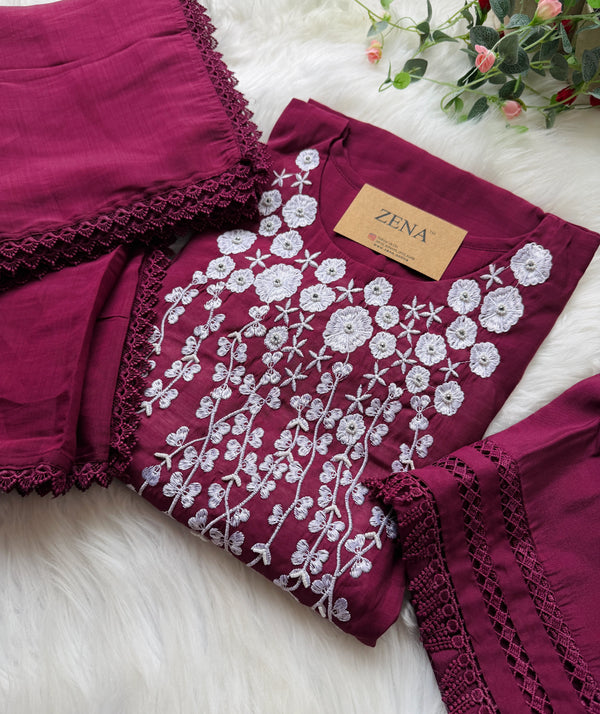 Easy Cotton Embroidered Kurti Set