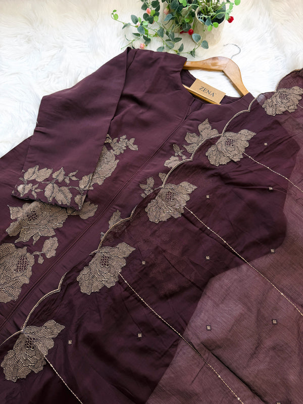 ✨ Mul Chanderi Embroidered Slitted Kurti Set ✨