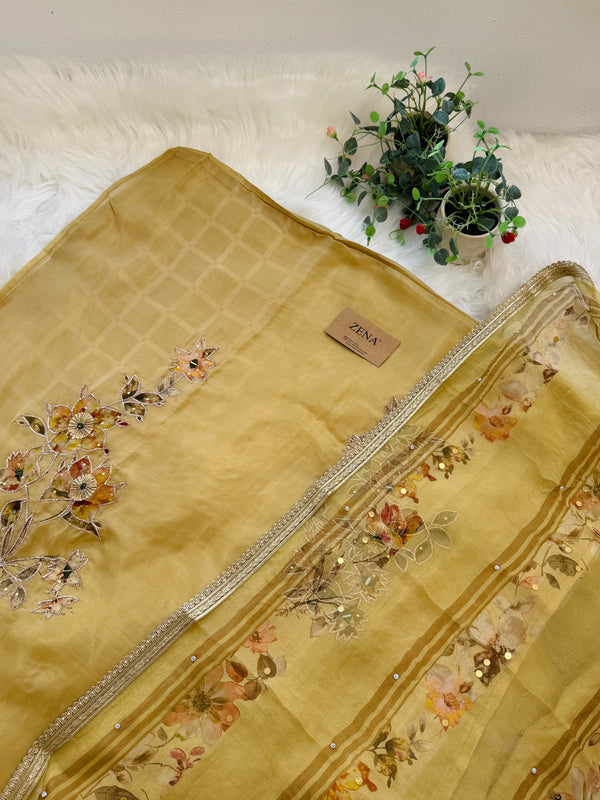 ✨ Premium Crepe Hand Detailed Unstitched Suit ✨