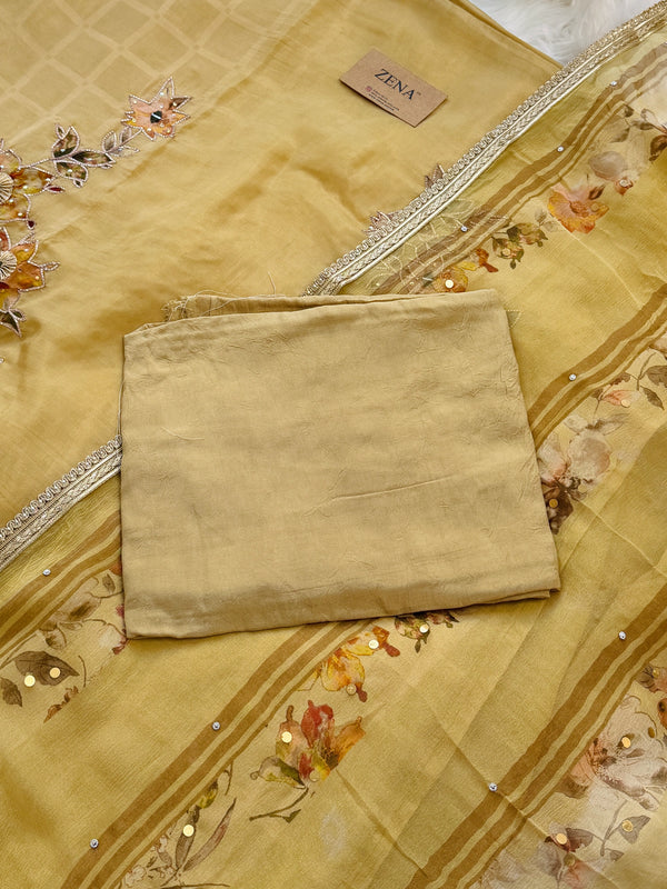 ✨ Premium Crepe Hand Detailed Unstitched Suit ✨