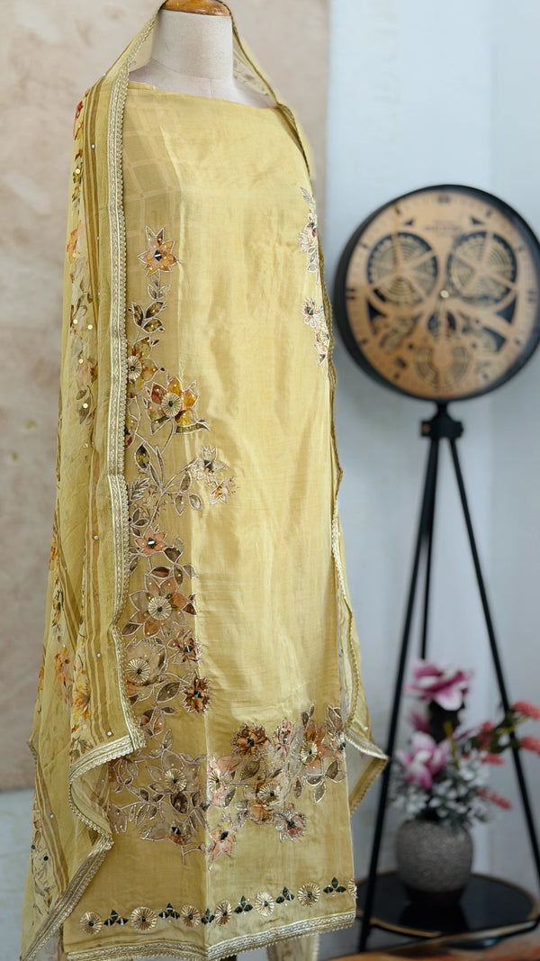 ✨ Premium Crepe Hand Detailed Unstitched Suit ✨
