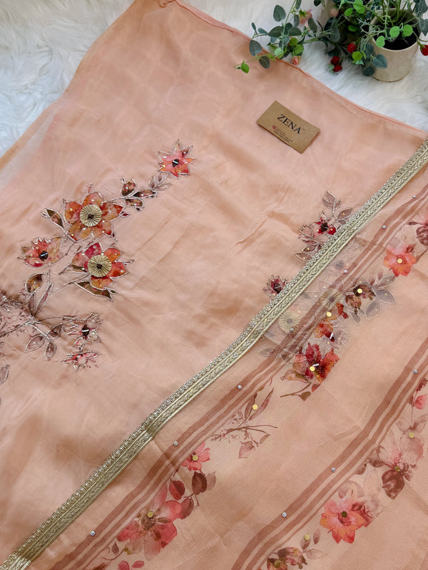 ✨ Premium Crepe Hand Detailed Unstitched Suit ✨