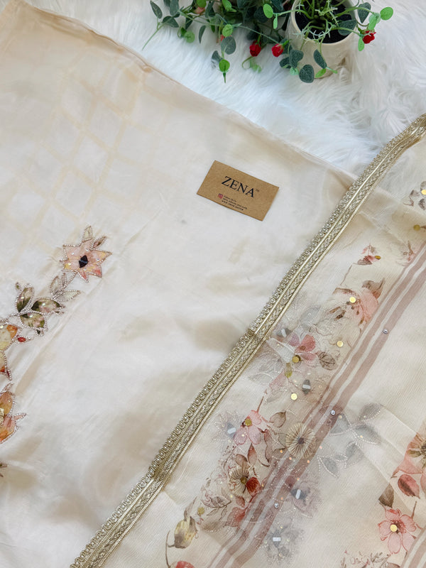 ✨ Premium Crepe Hand Detailed Unstitched Suit ✨