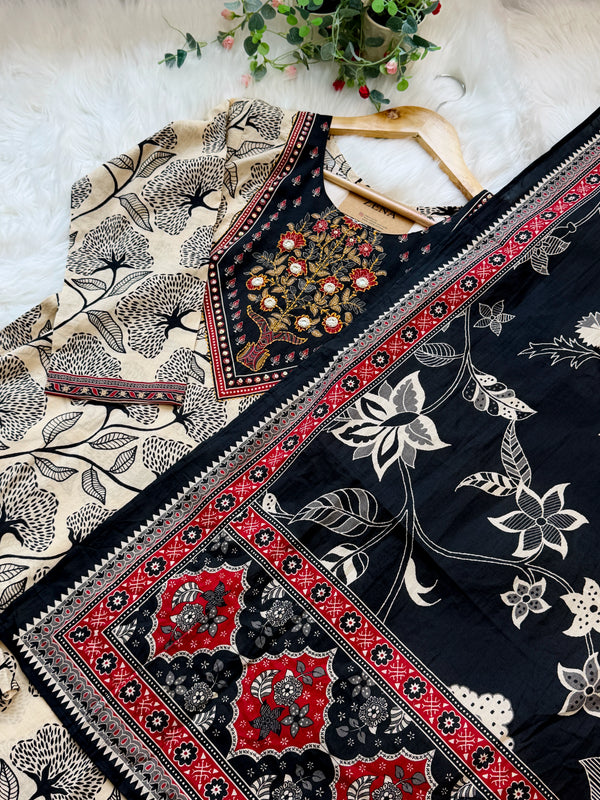 ✨ Pure Cotton Mirror Work Kurti Set ✨