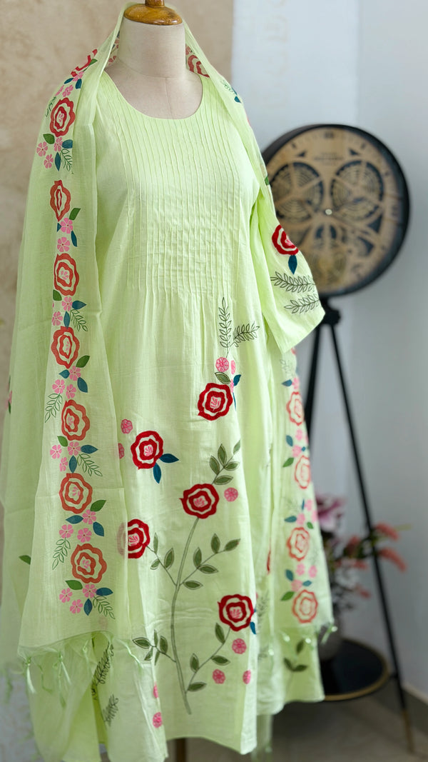 ✨ Pure Mul Cotton Embroidered Anarkali Set ✨