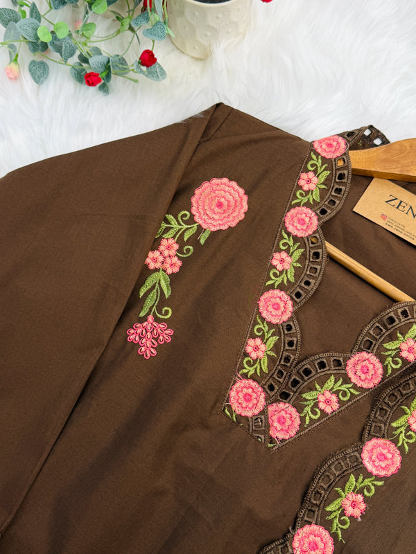 ✨ Pure Cotton Embroidered Kurti Set ✨