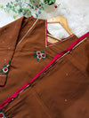✨ Premium Glass Chanderi Hand Detailed A-Line Kurti Set ✨
