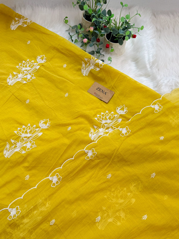 Premium Mul Chanderi embroidered unstitched suit ✨
