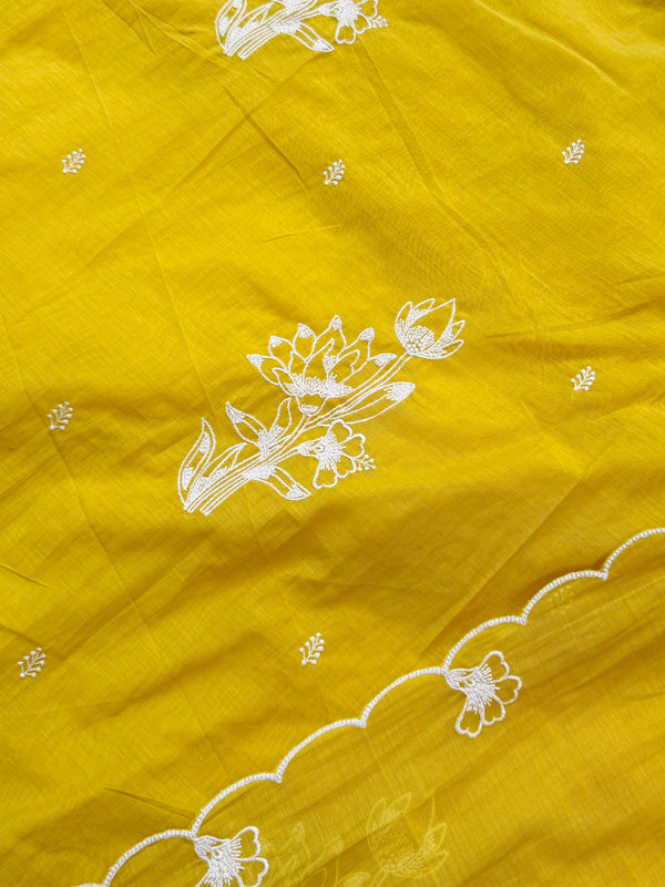 Premium Mul Chanderi embroidered unstitched suit ✨