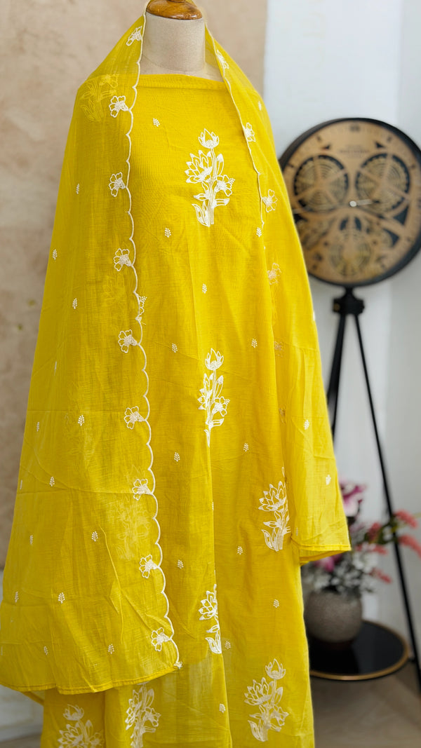 Premium Mul Chanderi embroidered unstitched suit ✨