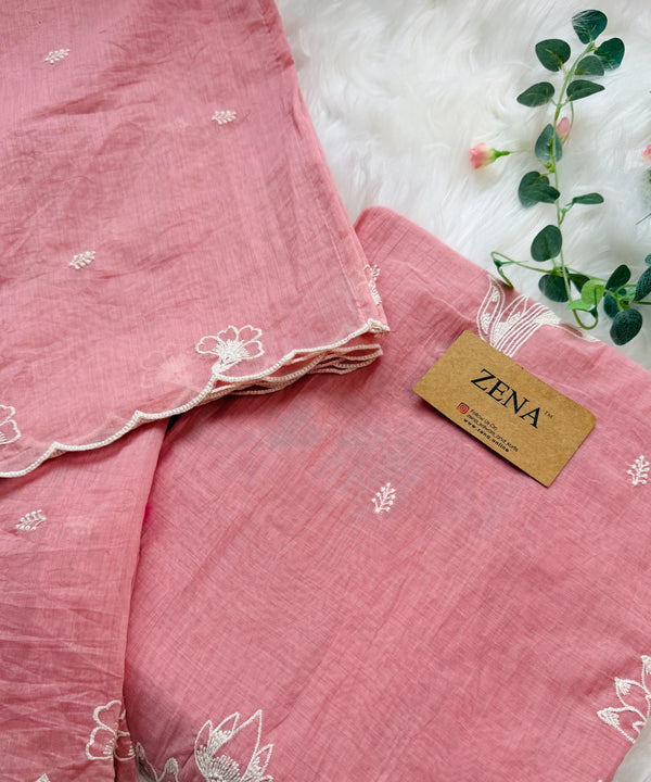 Premium Mul Chanderi embroidered unstitched suit ✨