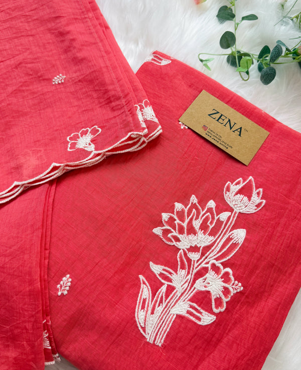 Premium Mul Chanderi embroidered unstitched suit ✨