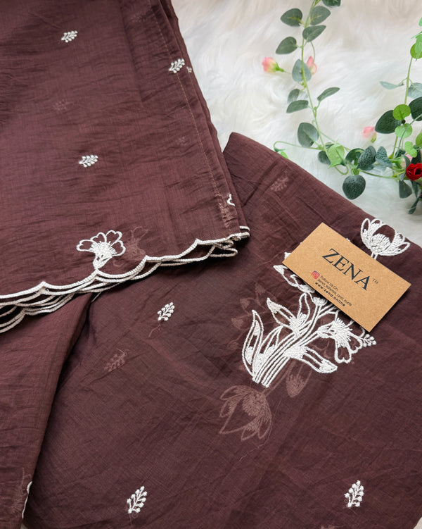 Premium Mul Chanderi embroidered unstitched suit ✨
