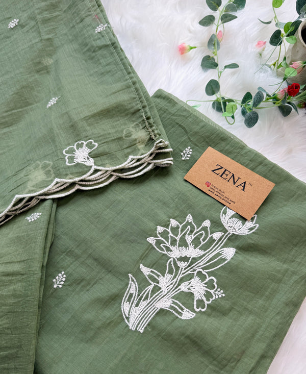Premium Mul Chanderi embroidered unstitched suit ✨