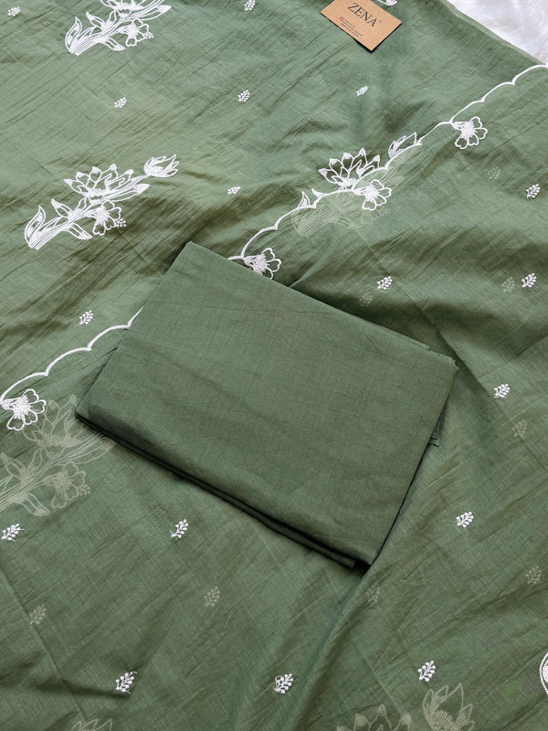 Premium Mul Chanderi embroidered unstitched suit ✨