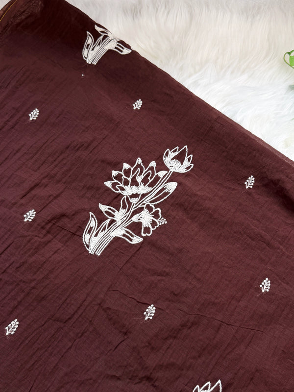 Premium Mul Chanderi embroidered unstitched suit ✨