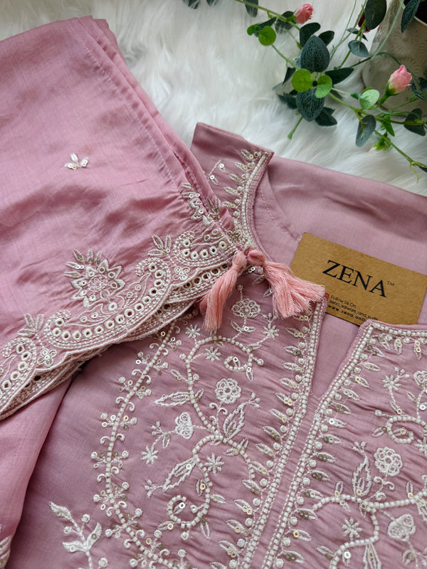 ✨ Premium Mul Chanderi Handwork Kurti Set ✨
