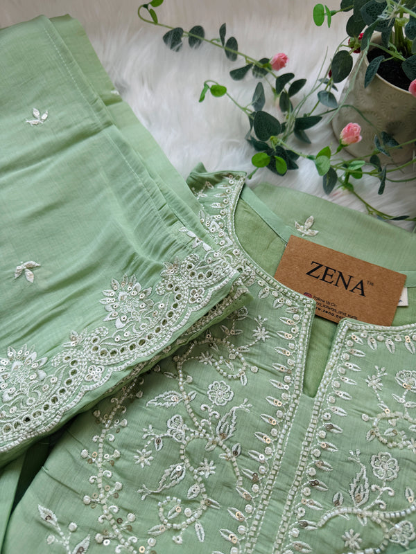 ✨ Premium Mul Chanderi Handwork Kurti Set ✨