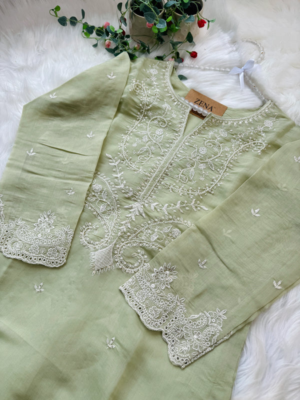 ✨ Premium Mul Chanderi Handwork Kurti Set ✨