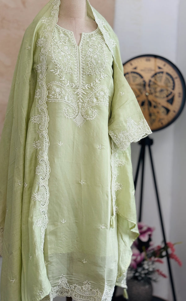✨ Premium Mul Chanderi Handwork Kurti Set ✨