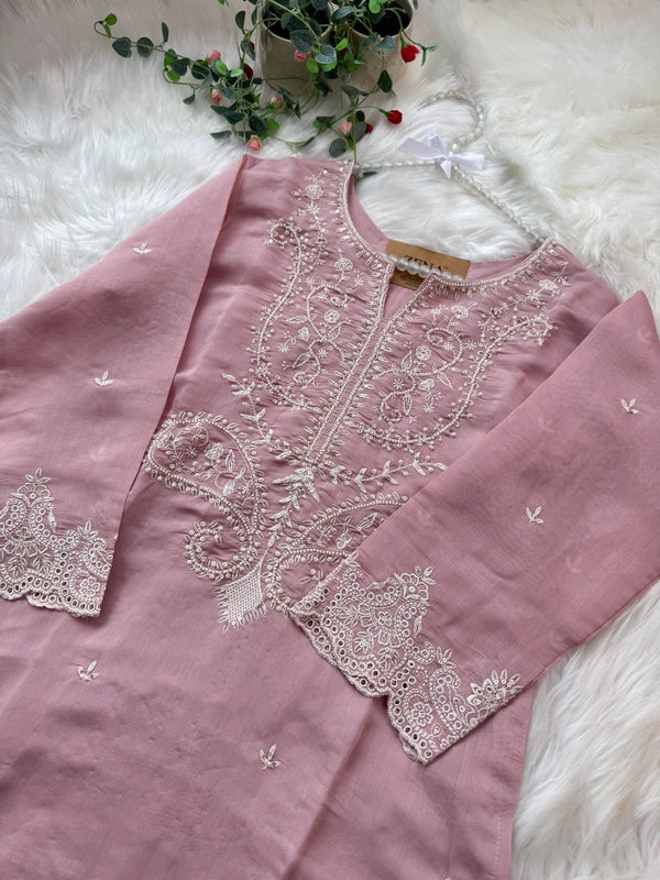 ✨ Premium Mul Chanderi Handwork Kurti Set ✨