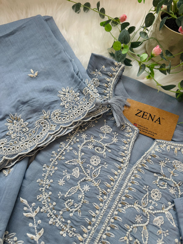✨ Premium Mul Chanderi Handwork Kurti Set ✨
