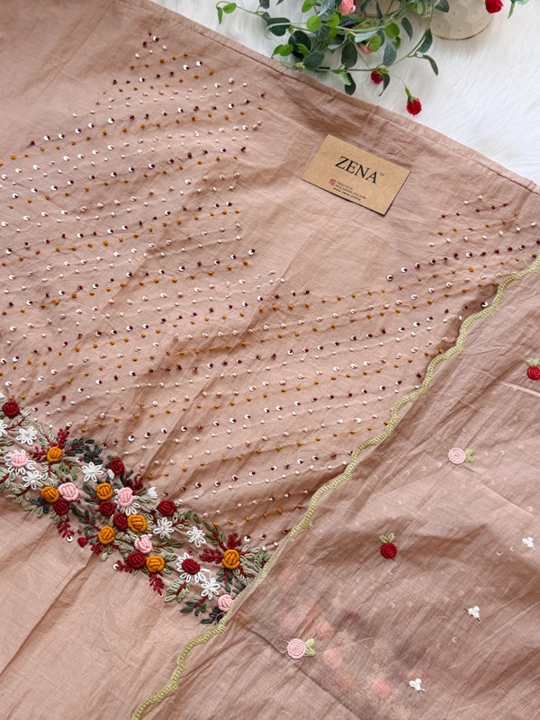 ✨ Mul Chanderi Hand Detailed Unstitched Suit ✨