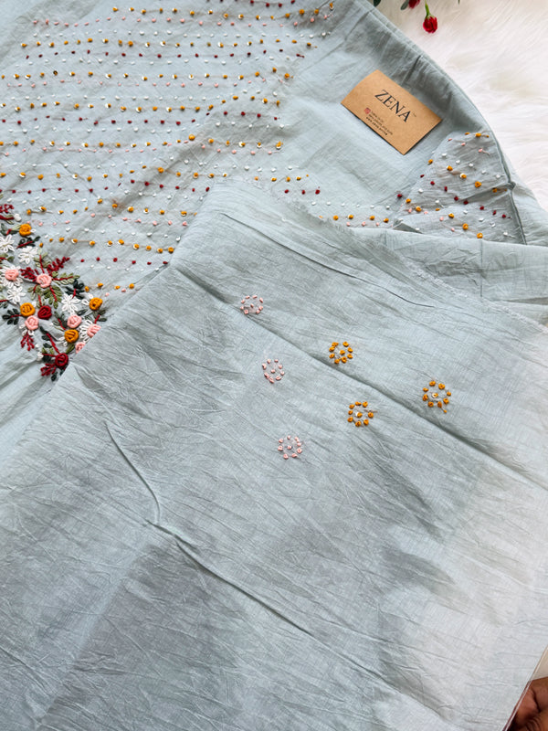 ✨ Mul Chanderi Hand Detailed Unstitched Suit ✨