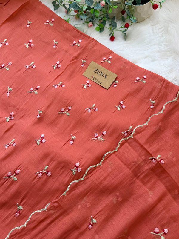 ✨ Malai Chanderi Embroidered Unstitched Suit ✨