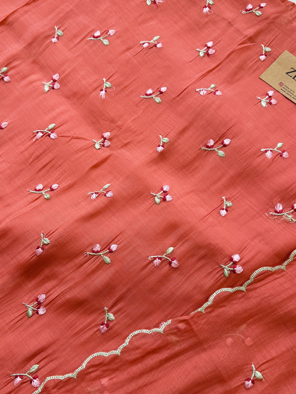✨ Malai Chanderi Embroidered Unstitched Suit ✨