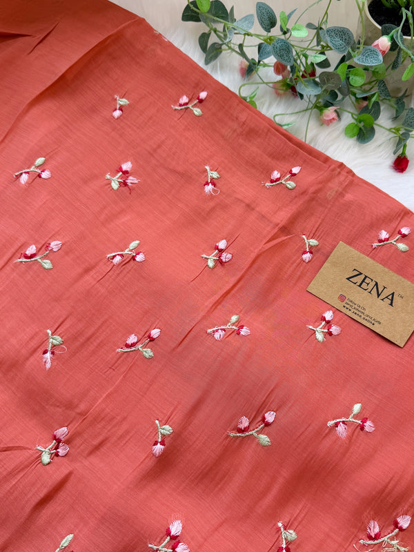 ✨ Malai Chanderi Embroidered Unstitched Suit ✨