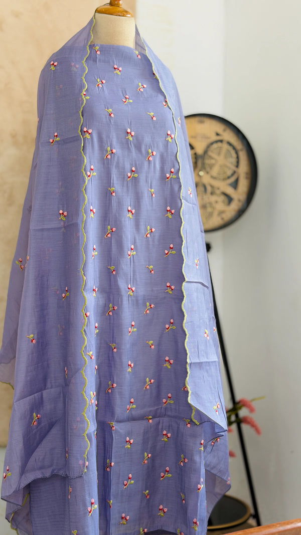 ✨ Malai Chanderi Embroidered Unstitched Suit ✨