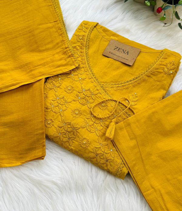 ✨ Pure Cotton Embroidered Kurti Set ✨